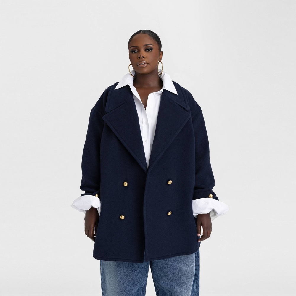 KBB by KAHLANA Target Women's 1X Plus Extra Large The Pea Coat Navy Blue New 1XL